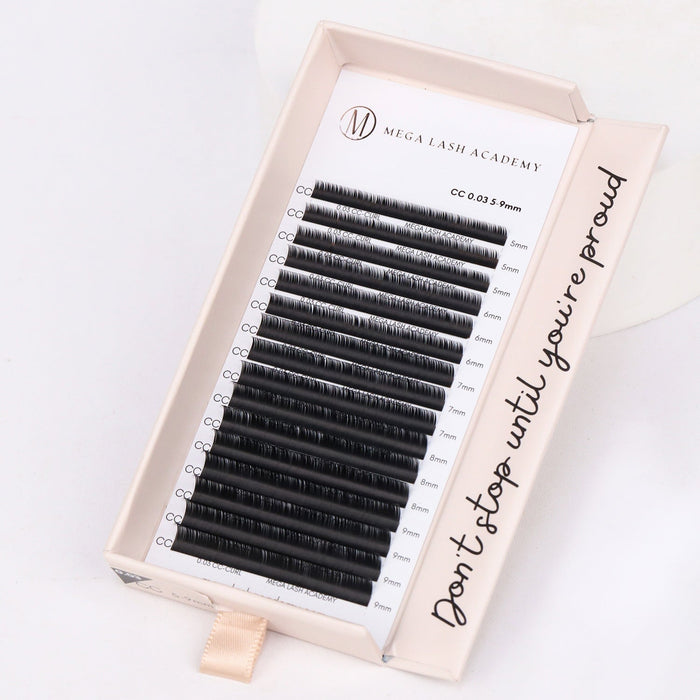 0.03 Cashmere Ultra Dark Volume Lash Trays Mega Lash Academy C Mixed 5-9 mm
