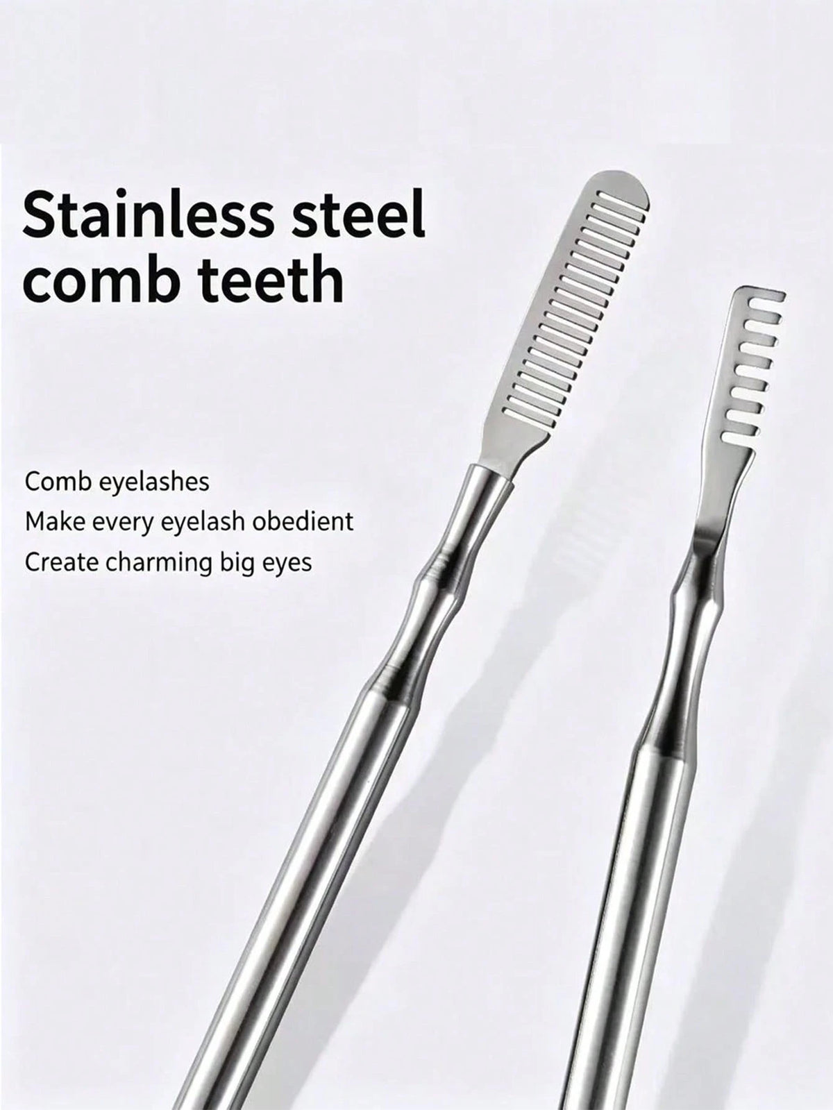 1/2 PCS Heat Curling Eyelash Tools, Stainless Steel Double-Tipped Eyelash Comb, Assistant Comb For Eyelash Bridging By Professional Eyebrow Artists For Organizing Eyelash Curling Rods, Essential Eyela