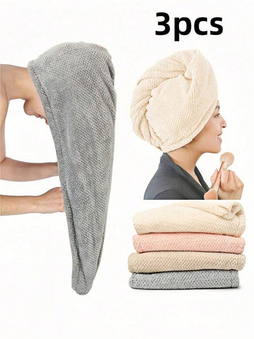 1/3pcs Ultra-Soft Microfiber Hair Towel, Paired With Hair Drying Cap And Coral Fleece Towel, Super Absorbent, Soft And Comfortable, Prevents Hair Dryness And Frizz, Suitable For Home, Bathroom, Family