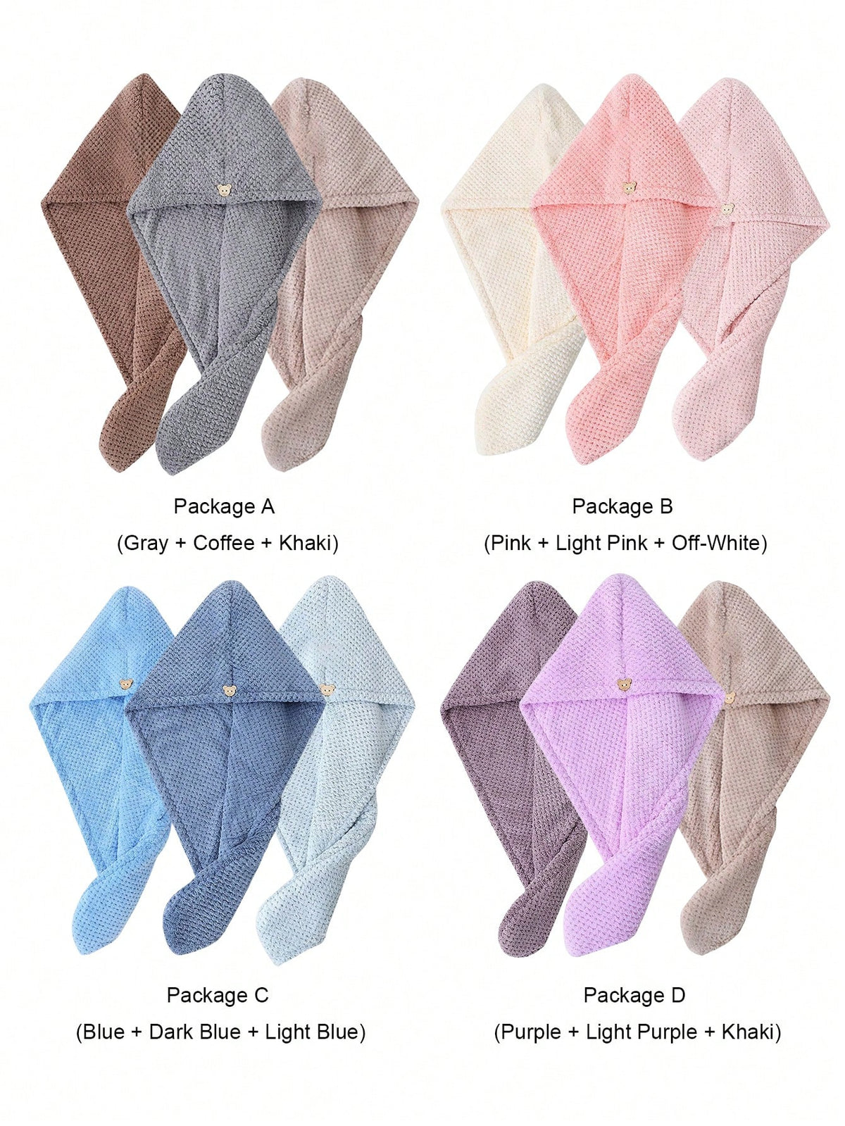 1/3pcs Ultra-Soft Microfiber Hair Towel, Paired With Hair Drying Cap And Coral Fleece Towel, Super Absorbent, Soft And Comfortable, Prevents Hair Dryness And Frizz, Suitable For Home, Bathroom, Family