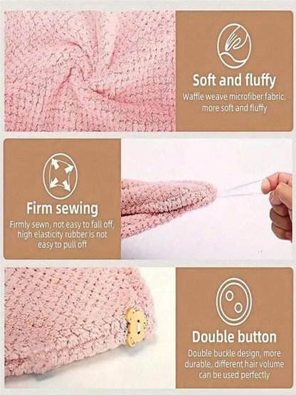 1/3pcs Ultra-Soft Microfiber Hair Towel, Paired With Hair Drying Cap And Coral Fleece Towel, Super Absorbent, Soft And Comfortable, Prevents Hair Dryness And Frizz, Suitable For Home, Bathroom, Family