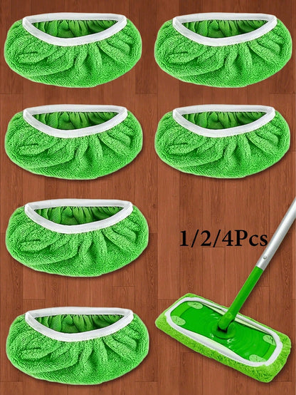 1/4Pcs Reusable Mop Pads, Dry & Wet Dual-Use Flat Mop Covers, Washable Mop Refills, Highly Absorbent & Durable, Compatible With Most Flat Mops, Suitable For Hardwood & Various Surfaces, Efficient Floo