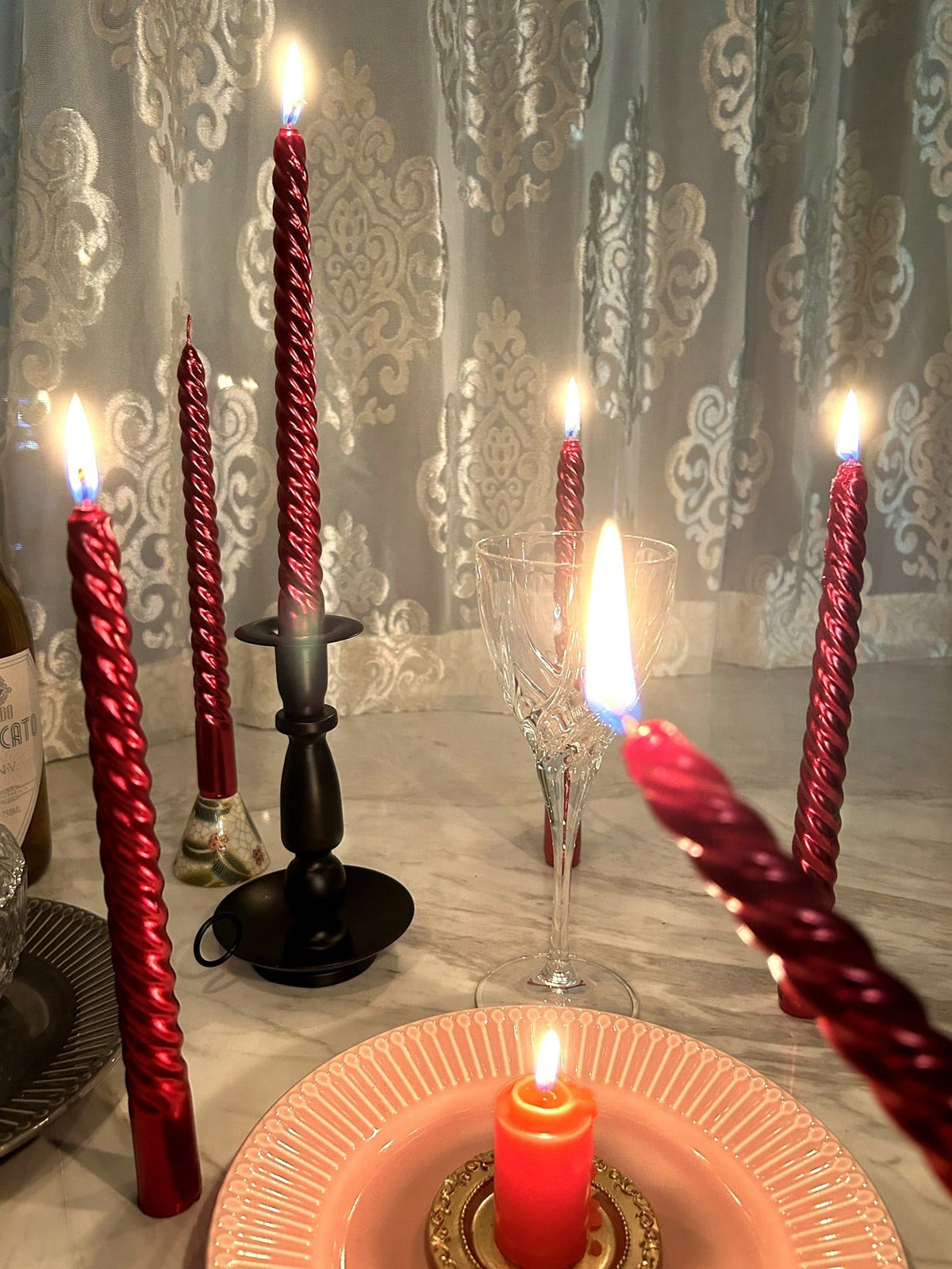 1 Box Of 6 Pieces Retro Spiral Dining Table Candles, Creating A Romantic Dining Atmosphere, Essential Home Decor