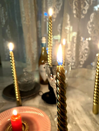 1 Box Of 6 Pieces Retro Spiral Dining Table Candles, Creating A Romantic Dining Atmosphere, Essential Home Decor