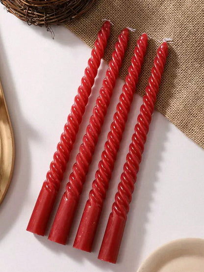 1 Box Of 6 Pieces Retro Spiral Dining Table Candles, Creating A Romantic Dining Atmosphere, Essential Home Decor
