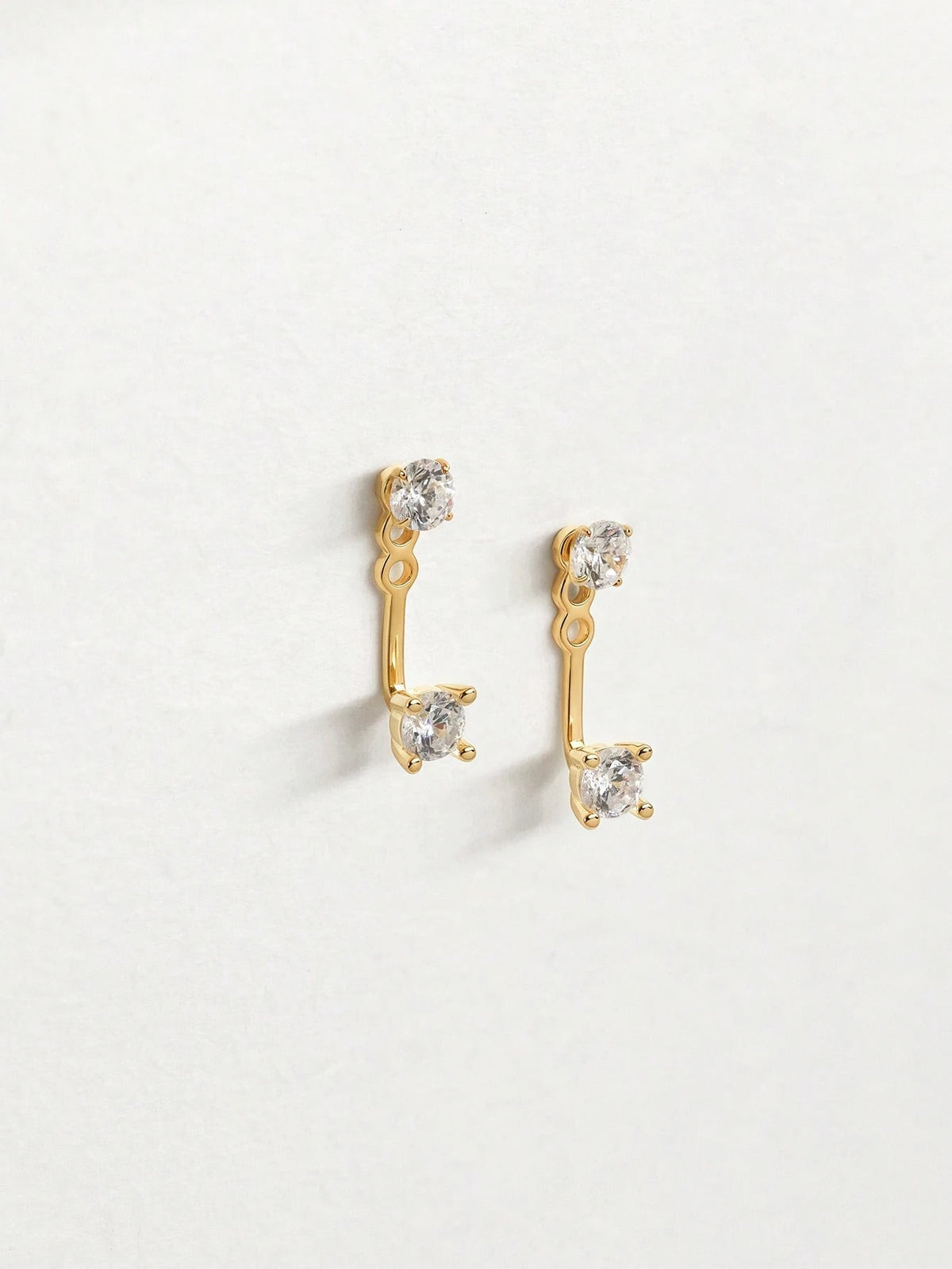 1 Pair 18K Gold Plated 925 Sterling Silver Earrings, Ear Clips, Elegant Stud Earrings With Cubic Zirconia, Suitable For Women's Daily Wear