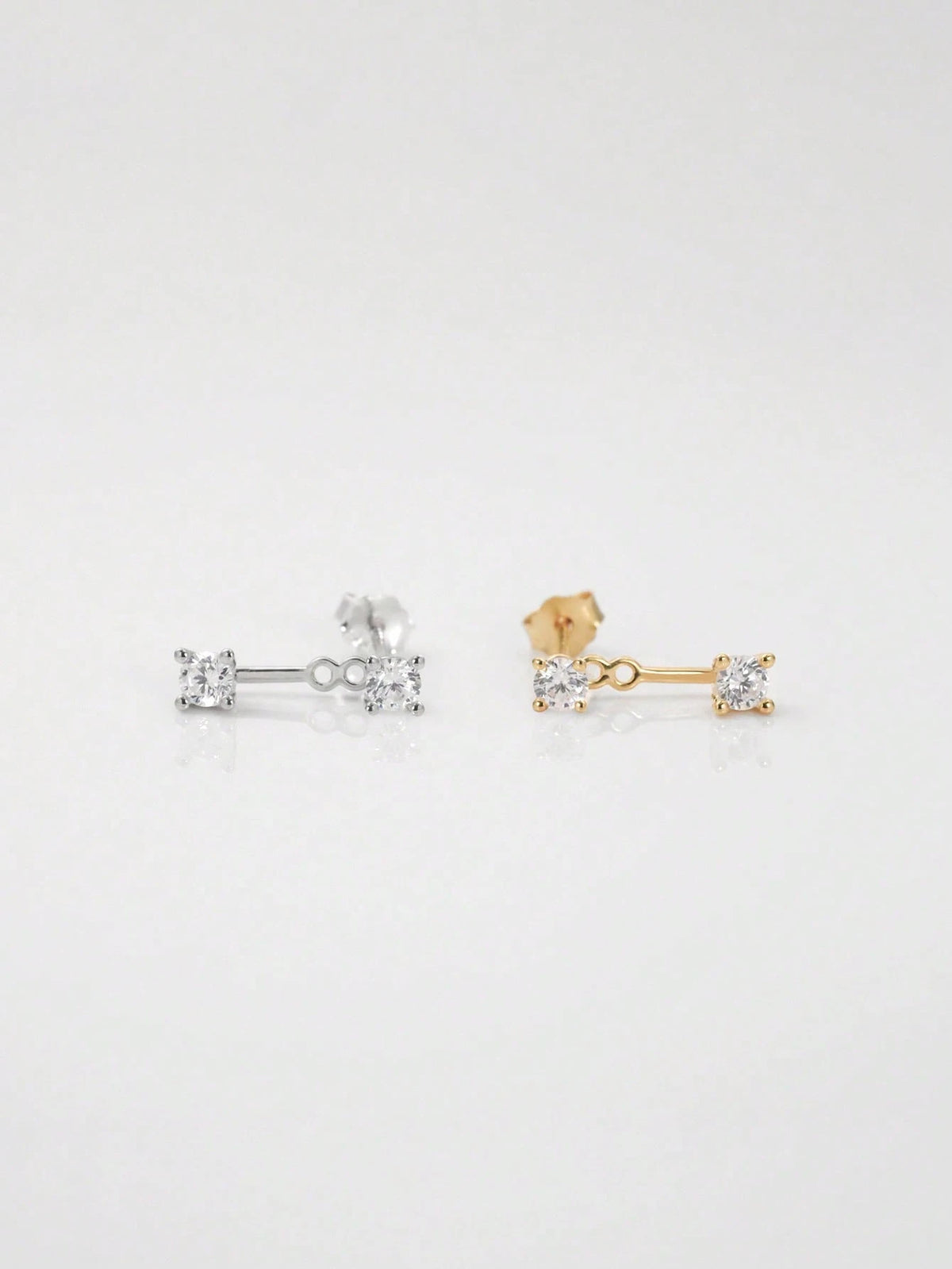1 Pair 18K Gold Plated 925 Sterling Silver Earrings, Ear Clips, Elegant Stud Earrings With Cubic Zirconia, Suitable For Women's Daily Wear