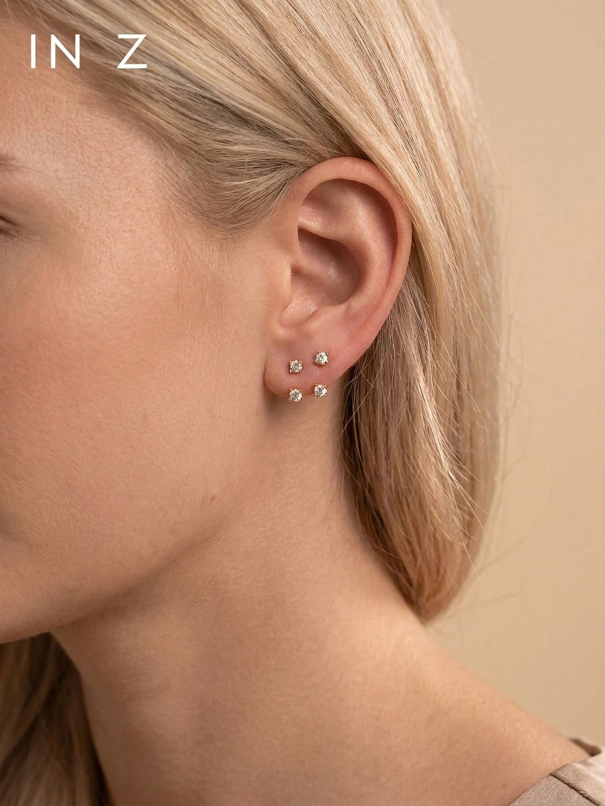 1 Pair 18K Gold Plated 925 Sterling Silver Earrings, Ear Clips, Elegant Stud Earrings With Cubic Zirconia, Suitable For Women's Daily Wear