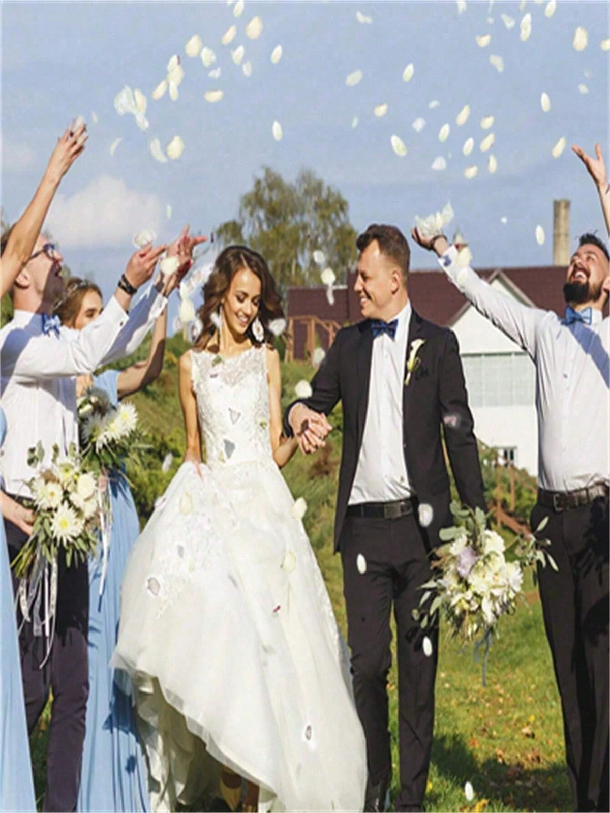 100/200/350pcs White Artificial Silk Rose Petals, Suitable For Wedding, Bridal Shower, Party, Aisle Decor