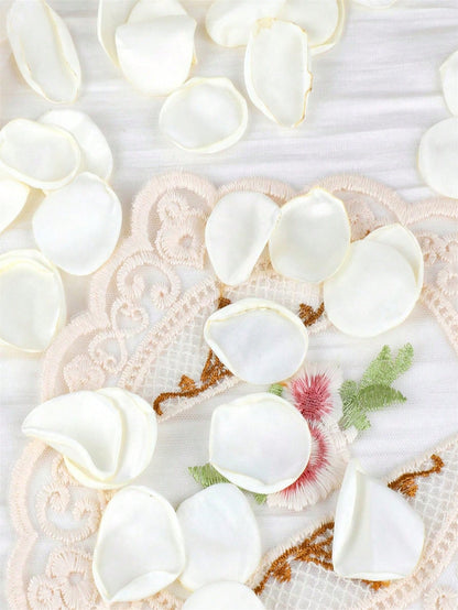 100/200/350pcs White Artificial Silk Rose Petals, Suitable For Wedding, Bridal Shower, Party, Aisle Decor