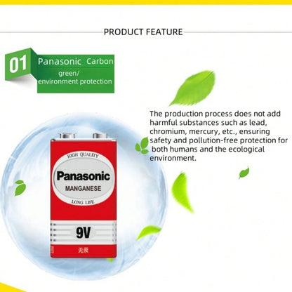 100% Genuine Panasonic 6F22ND 9V Alkaline Battery, Mercury-Free Long-Lasting, Suitable For Smoke Detectors/Clocks/Wireless Microphones
