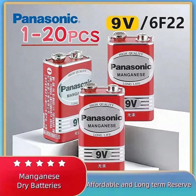 100% Genuine Panasonic 6F22ND 9V Alkaline Battery, Mercury-Free Long-Lasting, Suitable For Smoke Detectors/Clocks/Wireless Microphones