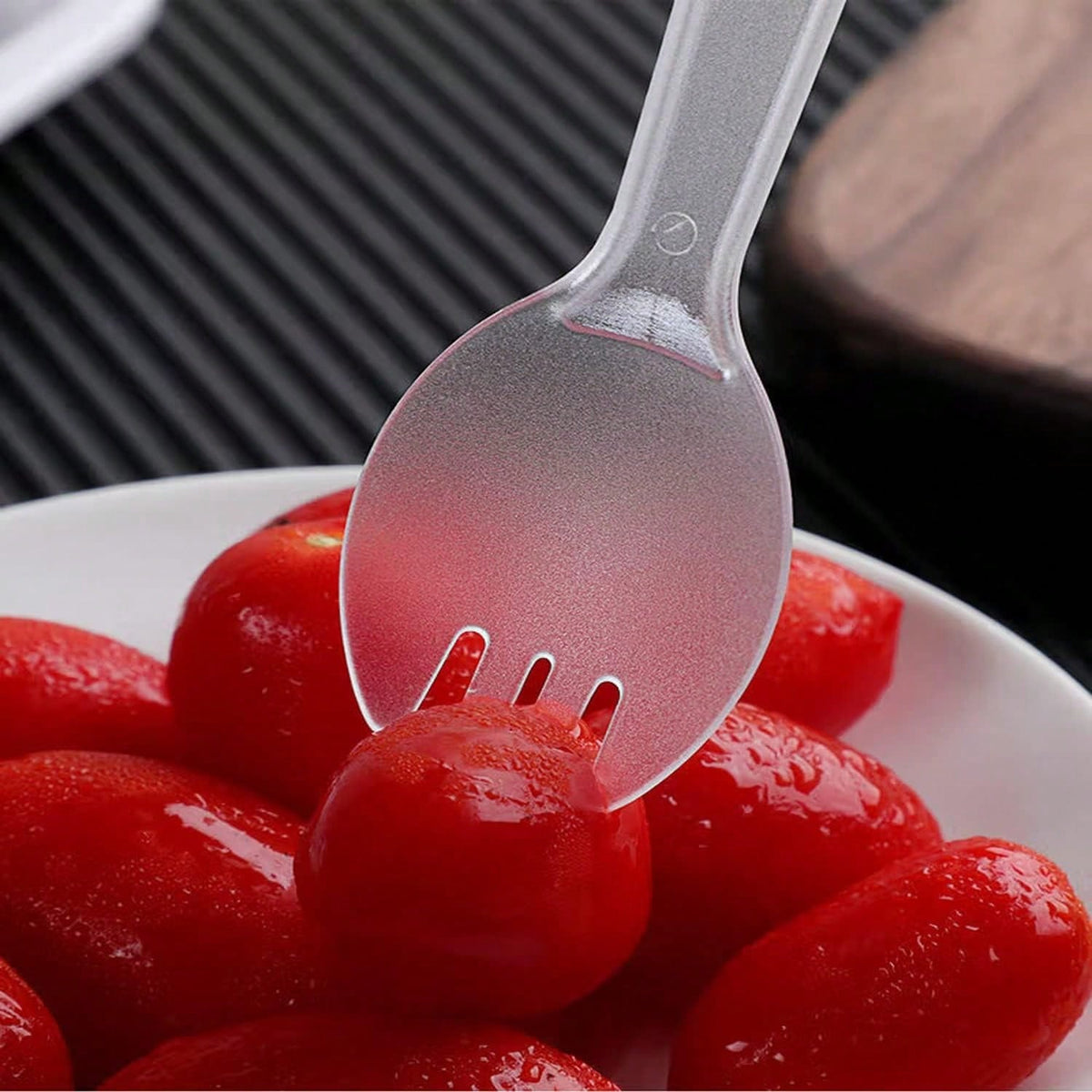 100PCS Disposable Sporks, Individually Wrappe-Friendly Durable Plastic Spork, 2 In 1 Forks And Spoons Great For Lunch, Picnics Or Restaurant And Party Supply (Black)