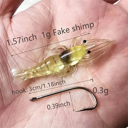 10pcs Bionic Soft Shrimp Lures, 4cm/1.57in, With Hooks, Fishing Accessories For Trout And Bass