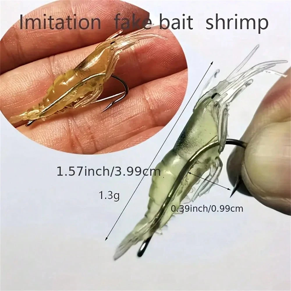10pcs Bionic Soft Shrimp Lures, 4cm/1.57in, With Hooks, Fishing Accessories For Trout And Bass