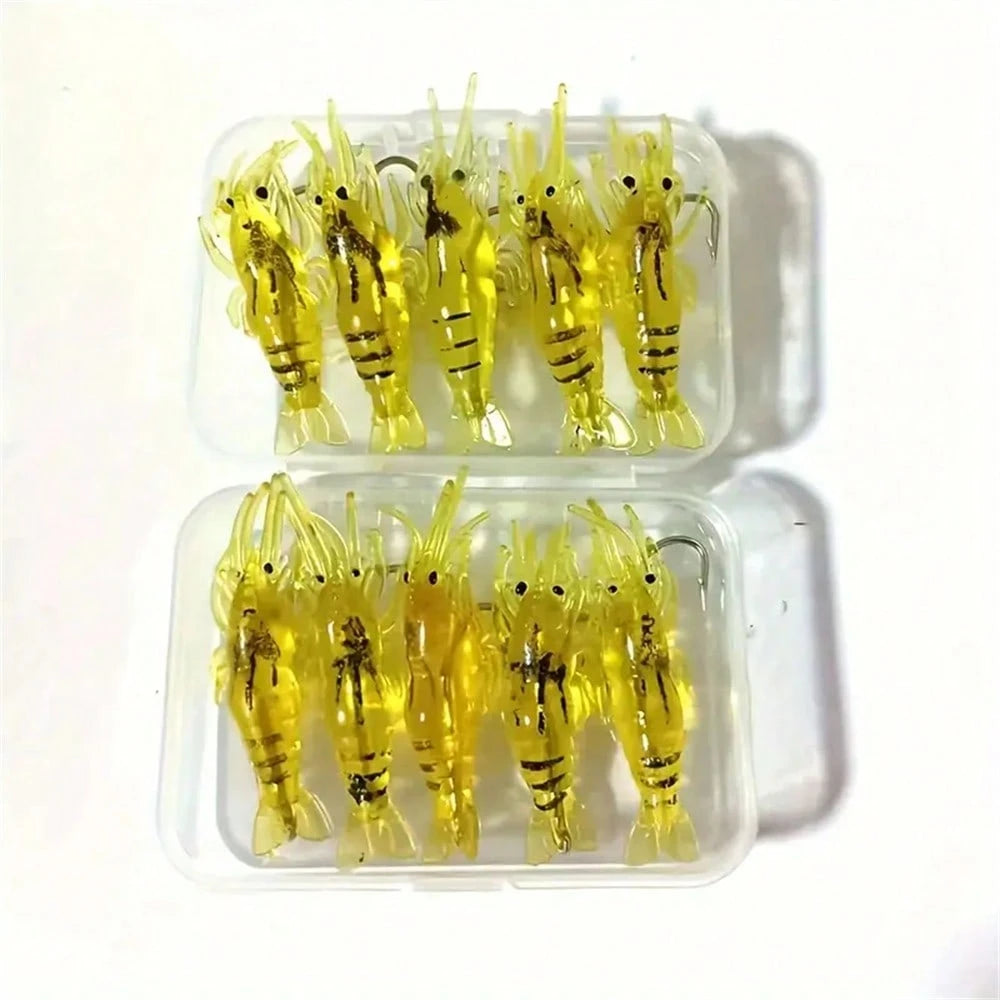 10pcs Bionic Soft Shrimp Lures, 4cm/1.57in, With Hooks, Fishing Accessories For Trout And Bass