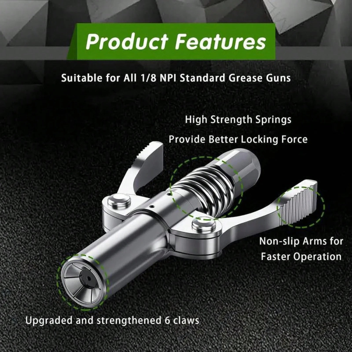 12,000 PSI High Pressure Grease Nozzle Fittings,Compatible With All 1/8" NPT Grease Guns,Grease Joint Fittings,Grease Gun Coupler,For Greasing All Machinery And Equipment Filling.