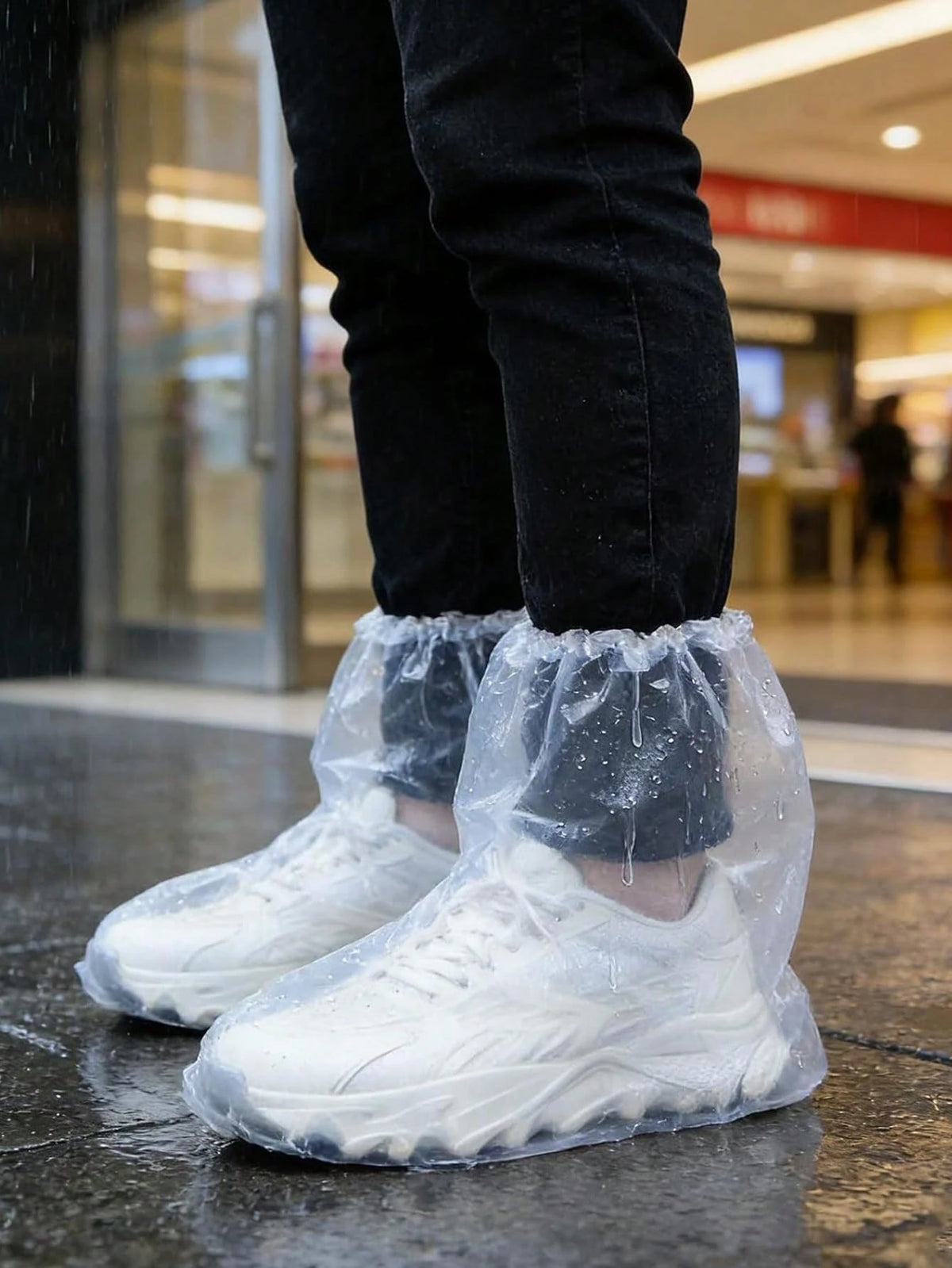 12 Pcs Waterproof Shoe Covers For Rain, Non-Slip Disposable Plastic Shoe Ponchos, Thickened PE Material Boot Covers (Clear)
