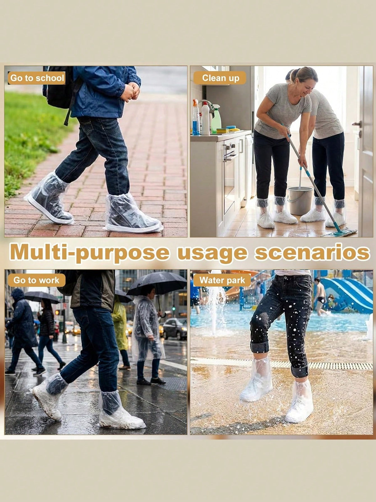 12 Pcs Waterproof Shoe Covers For Rain, Non-Slip Disposable Plastic Shoe Ponchos, Thickened PE Material Boot Covers (Clear)