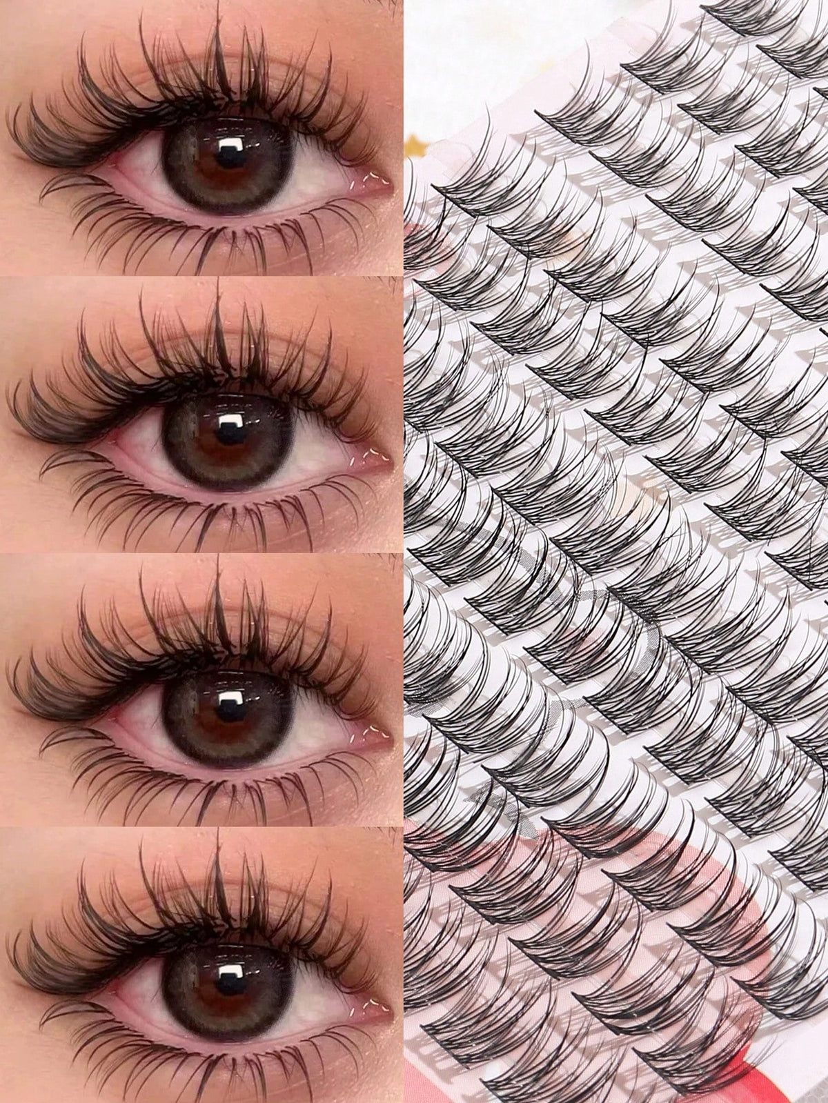 120pcs 10-12mm Natural-Looking Fan-Shaped Cross-Style Soft Unique Reusable False Eyelashes, Suitable For Daily Wear, Wedding, Date, Party, Music Festival, Eyelash Clusters, Single Cluster False Eyelas