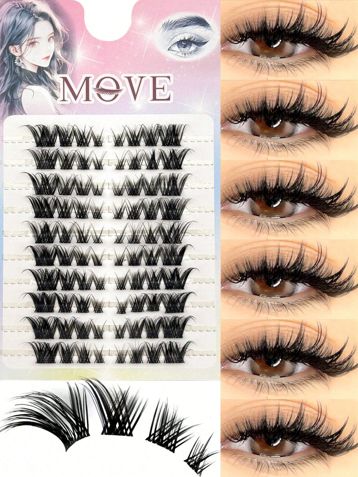 120pcs 10-12mm Natural-Looking Fan-Shaped Cross-Style Soft Unique Reusable False Eyelashes, Suitable For Daily Wear, Wedding, Date, Party, Music Festival, Eyelash Clusters, Single Cluster False Eyelas