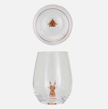 12oz. Holiday Figure Stemless Wine Glass - 13 Hub Lane   |  Drinking Glasses