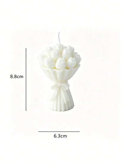 12pcs/6pcs/2pcs Tulip Bouquet Soy Wax Candles, Cute Aesthetic Style, Romantic Floral Indoor Decor Suitable For Bedroom, Gift/Birthday/Desk, Home Decor, Baby Shower Favors, Bedroom Bedside Fragrance, H