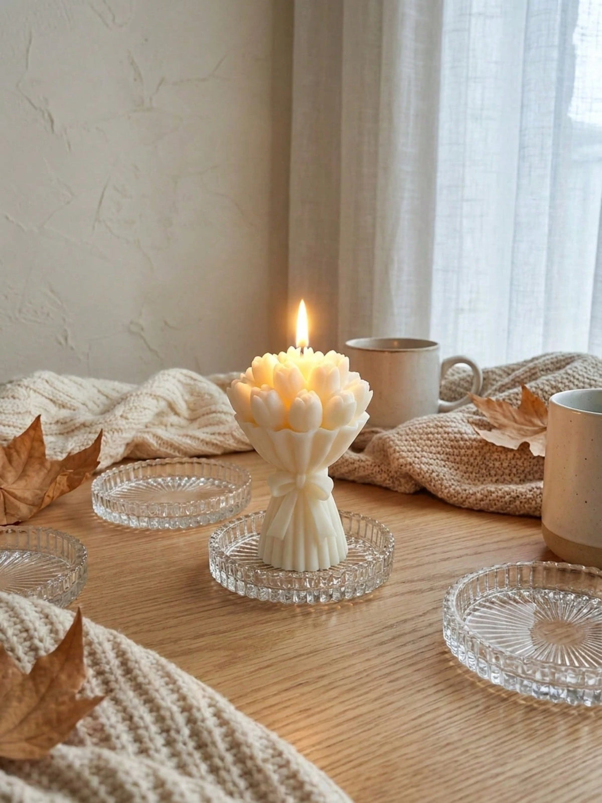 12pcs/6pcs/2pcs Tulip Bouquet Soy Wax Candles, Cute Aesthetic Style, Romantic Floral Indoor Decor Suitable For Bedroom, Gift/Birthday/Desk, Home Decor, Baby Shower Favors, Bedroom Bedside Fragrance, H