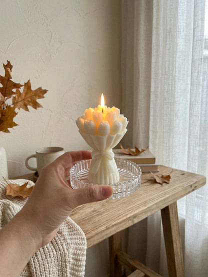 12pcs/6pcs/2pcs Tulip Bouquet Soy Wax Candles, Cute Aesthetic Style, Romantic Floral Indoor Decor Suitable For Bedroom, Gift/Birthday/Desk, Home Decor, Baby Shower Favors, Bedroom Bedside Fragrance, H