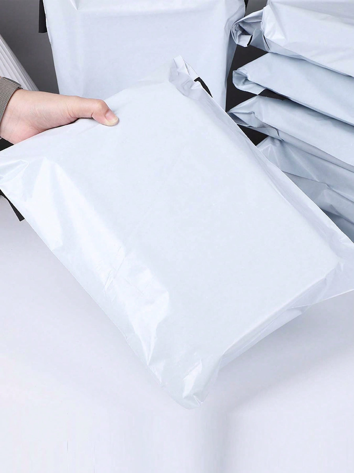 12pcs Extra Large White Self-Sealing Courier Bags, Waterproof Logistics Shipping Packaging Bags, Enlarged & Thickened Colored Courier Bags Suitable For Transportation, Clothing, Stationery, Party Gift