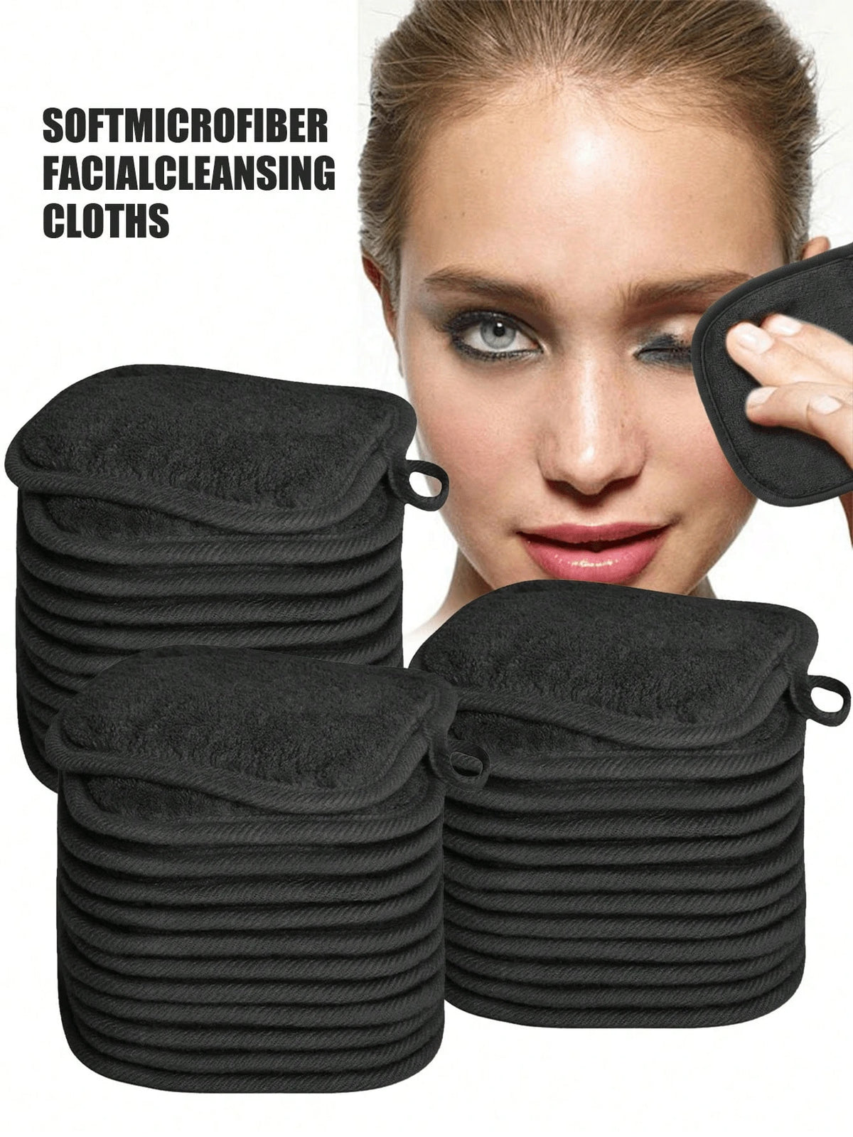 12pcs Soft Microfiber Facial, With Hanging Loop, Gentle On Skin, Reusable And Washable. Suitable For Christmas, Winter, Pink, Graduation, Birthday, Holiday, Summer, Autumn, Y2K, Fashion, Women's Mak