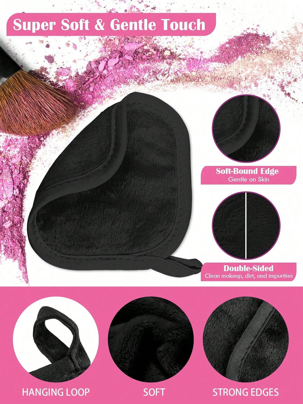 12pcs Soft Microfiber Facial, With Hanging Loop, Gentle On Skin, Reusable And Washable. Suitable For Christmas, Winter, Pink, Graduation, Birthday, Holiday, Summer, Autumn, Y2K, Fashion, Women's Mak