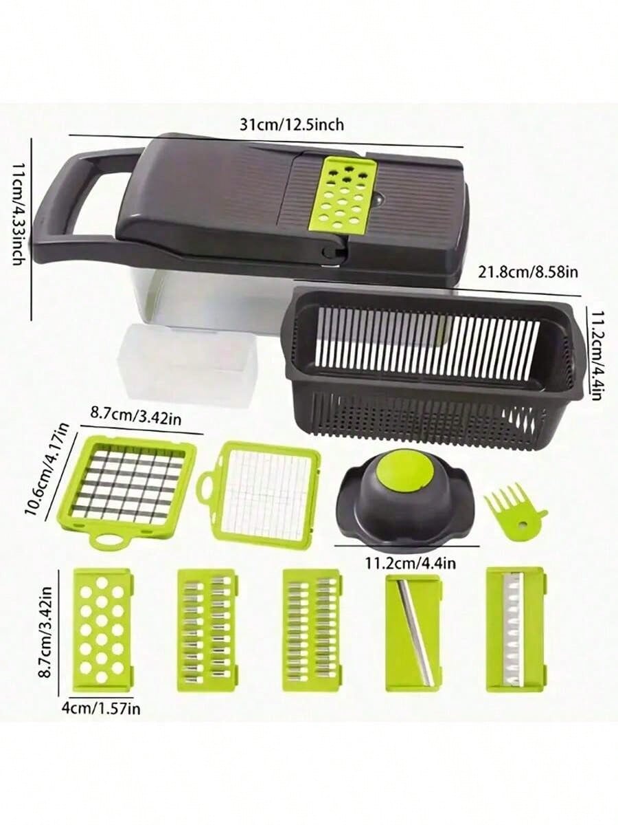16PCS Vegetable Chopper, Professional Onion Chopper, Multi-Functional Food Chopper, Kitchen Vegetable Slicer/Dicer, Vegetable Chopper, Carrot Chopper With Container, Vegetable Chopper And Spiral Chopp