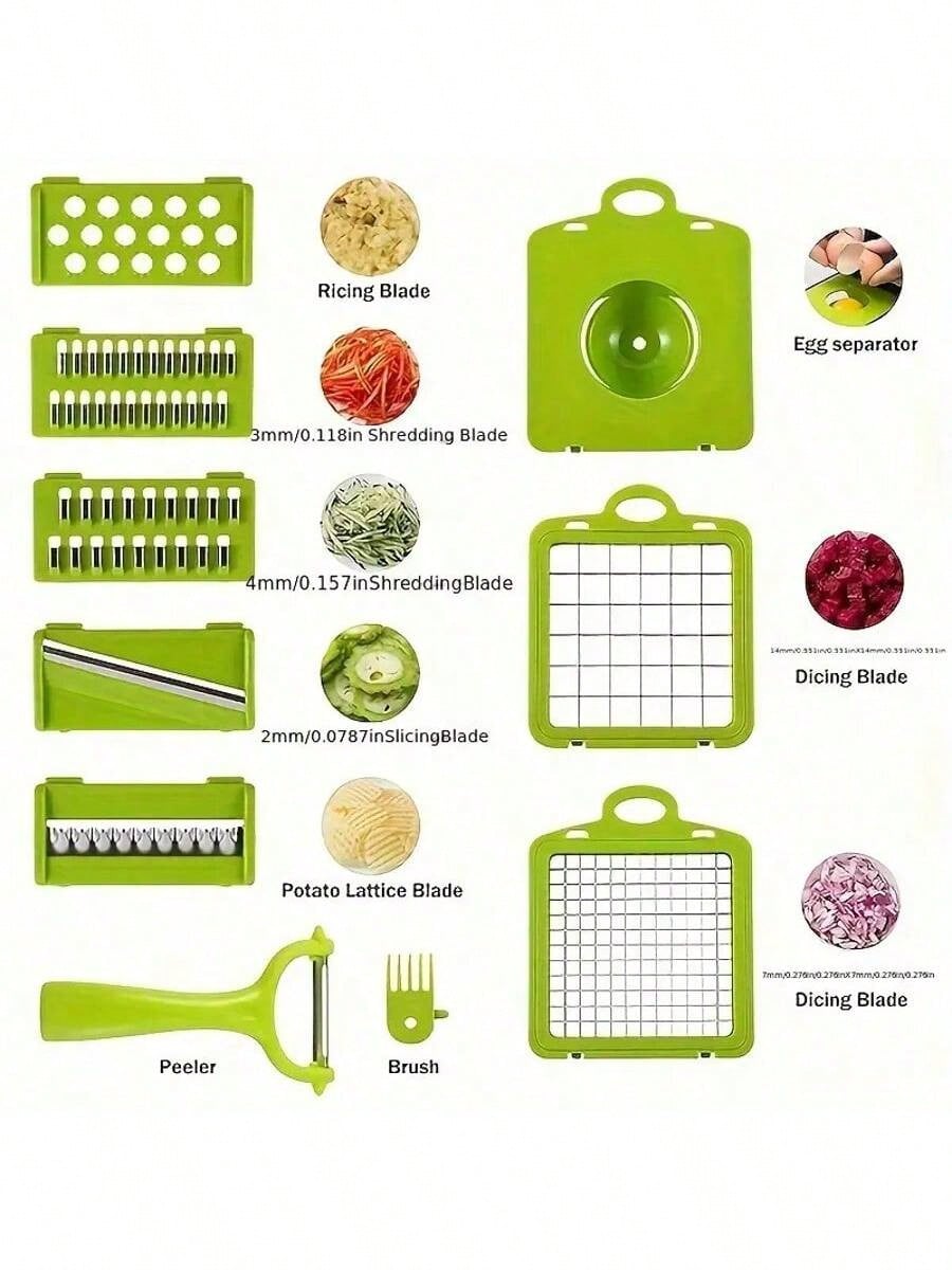 16PCS Vegetable Chopper, Professional Onion Chopper, Multi-Functional Food Chopper, Kitchen Vegetable Slicer/Dicer, Vegetable Chopper, Carrot Chopper With Container, Vegetable Chopper And Spiral Chopp