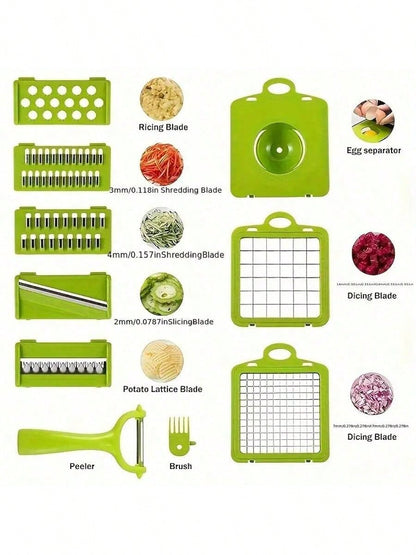 16PCS Vegetable Chopper, Professional Onion Chopper, Multi-Functional Food Chopper, Kitchen Vegetable Slicer/Dicer, Vegetable Chopper, Carrot Chopper With Container, Vegetable Chopper And Spiral Chopp