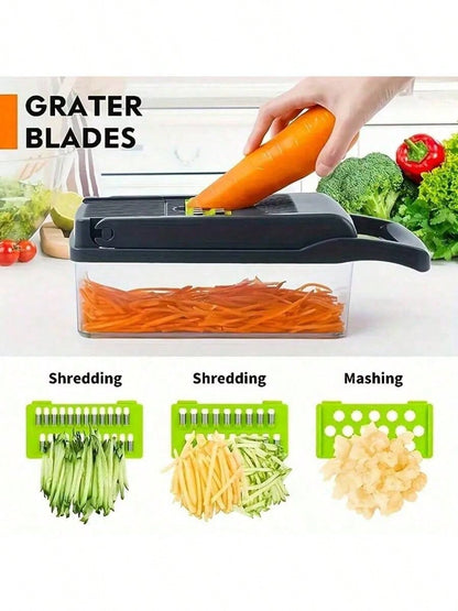 16PCS Vegetable Chopper, Professional Onion Chopper, Multi-Functional Food Chopper, Kitchen Vegetable Slicer/Dicer, Vegetable Chopper, Carrot Chopper With Container, Vegetable Chopper And Spiral Chopp