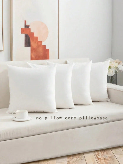 1pc/2pcs/4pcs Super Soft Pillow Cover, Pure White Decorative Pillow Sham,DIY Painting, 17.7"X17.7", 15.7"X15.7", Suitable For Sofa, Living Room, Bedroom Home Decor, Without Pillow Insert
