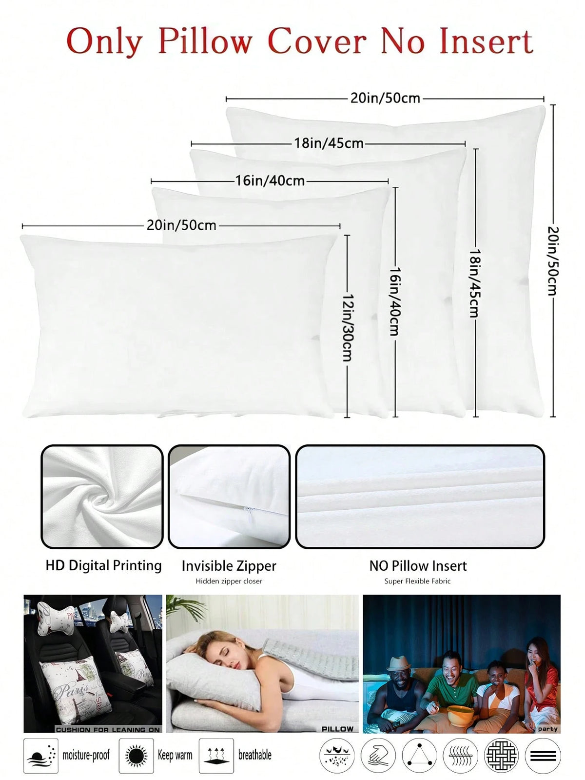 1pc/2pcs/4pcs Super Soft Pillow Cover, Pure White Decorative Pillow Sham,DIY Painting, 17.7"X17.7", 15.7"X15.7", Suitable For Sofa, Living Room, Bedroom Home Decor, Without Pillow Insert