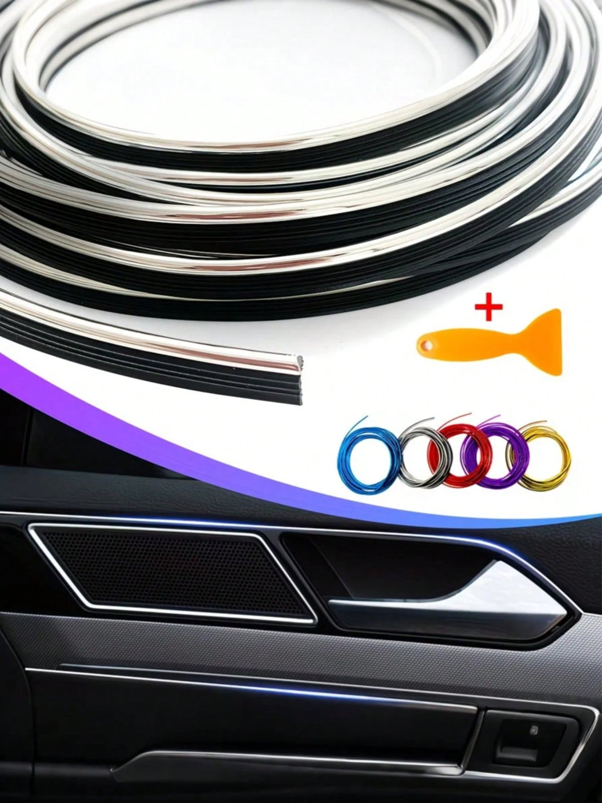 1pc 3M Car Interior Decorative Strip, U-Shaped Gap Trim, Air Vent Decorative Strip, Car Center Console Screen & Dashboard Electroplated Decorative Strip, Multiple Colors Available, Affordable Car Acce