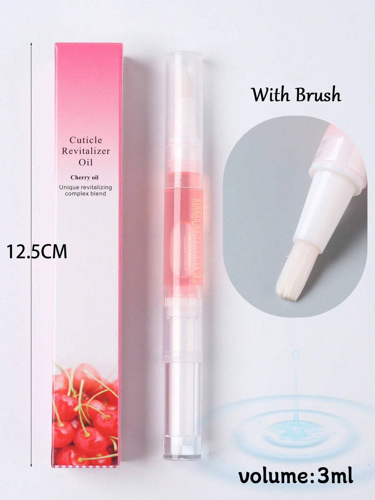 1pc 3ml Cherry Pink Nail Cuticle Care Oil Pen, Botanical Nourishing Oil Moisturizing Nail Edge Care Tool (Random Color)