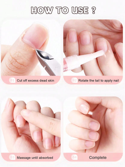 1pc 3ml Cherry Pink Nail Cuticle Care Oil Pen, Botanical Nourishing Oil Moisturizing Nail Edge Care Tool (Random Color)