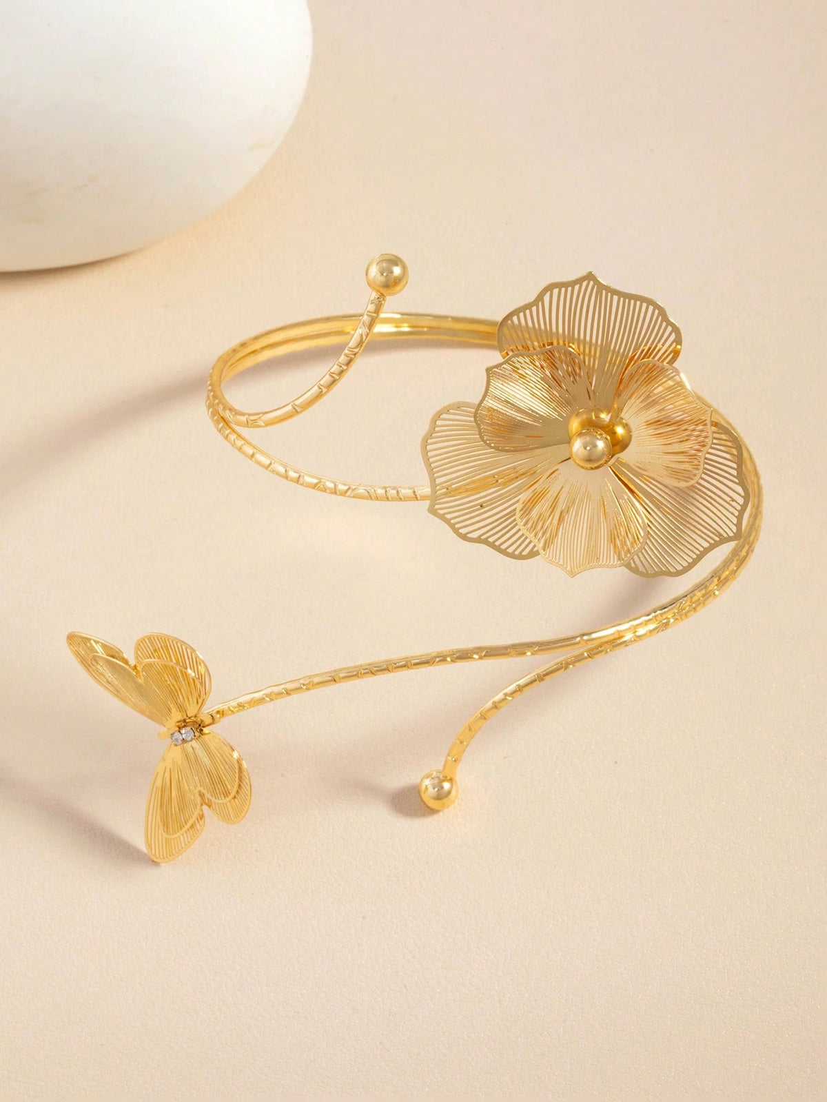1pc Adjustable Floral Anklet, Geometric Design, Elegant Open-Style Foot Bracelet, Suitable For Women's Daily Wear Jewelry