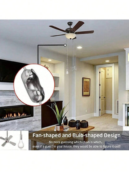 1pc Ceiling Fan Pull Chain Extender, 24-Inch Extra Long With Decorative Frosted Glass Bulb And Fan Cord, Fit All Standard 3mm Diameter Ceiling Fans And Light Fixtures Factory Pull