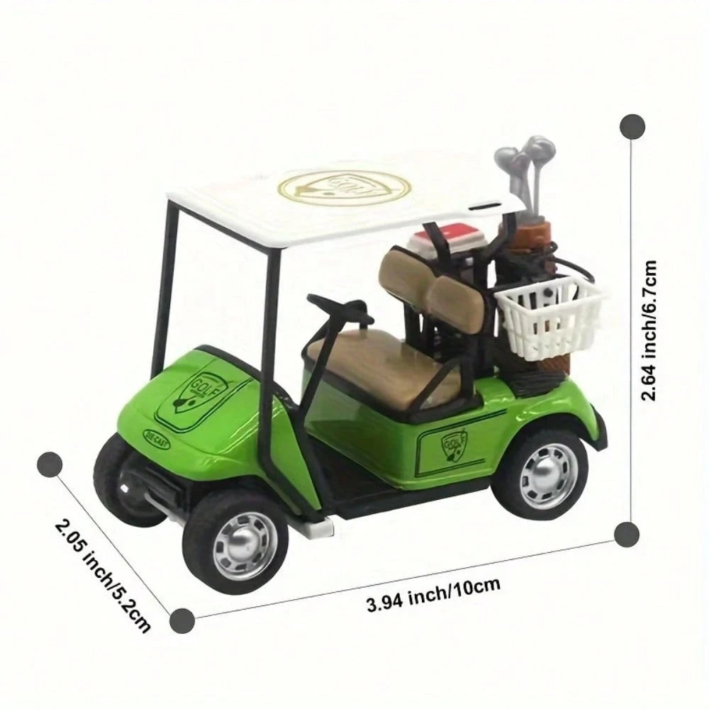1pc Cute Golf Cart Model, Mini Creative Model, Pull Back Operation, Golf Sports Accessory, Golf Gift, 1:36 Scale Alloy Desktop Ornament, Suitable For Party Gifts, Floor Games