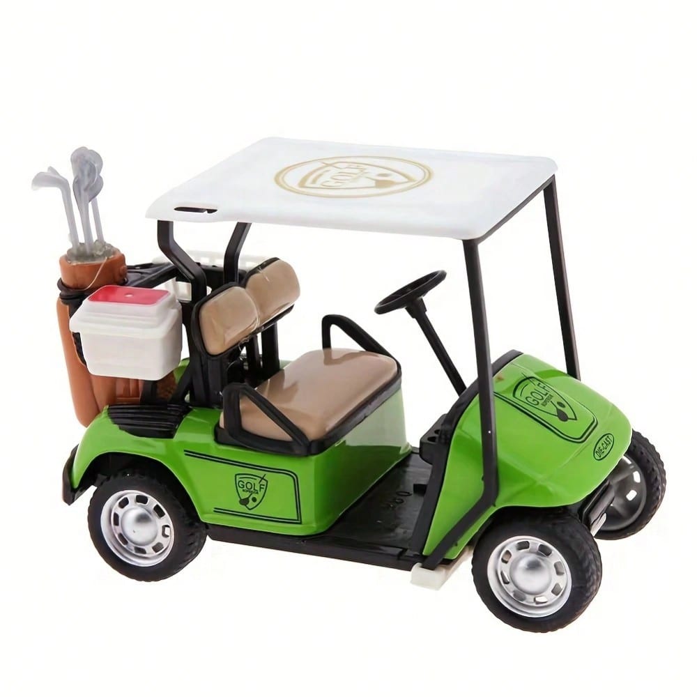 1pc Cute Golf Cart Model, Mini Creative Model, Pull Back Operation, Golf Sports Accessory, Golf Gift, 1:36 Scale Alloy Desktop Ornament, Suitable For Party Gifts, Floor Games