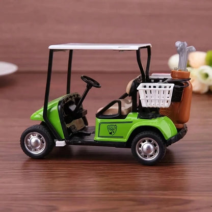 1pc Cute Golf Cart Model, Mini Creative Model, Pull Back Operation, Golf Sports Accessory, Golf Gift, 1:36 Scale Alloy Desktop Ornament, Suitable For Party Gifts, Floor Games