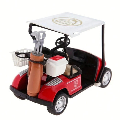 1pc Cute Golf Cart Model, Mini Creative Model, Pull Back Operation, Golf Sports Accessory, Golf Gift, 1:36 Scale Alloy Desktop Ornament, Suitable For Party Gifts, Floor Games