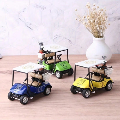 1pc Cute Golf Cart Model, Mini Creative Model, Pull Back Operation, Golf Sports Accessory, Golf Gift, 1:36 Scale Alloy Desktop Ornament, Suitable For Party Gifts, Floor Games