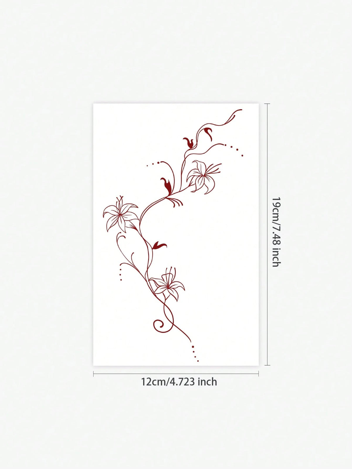 1pc East Asian Art Style Red Flower Temporary Tattoo Sticker, Waterproof, Sweatproof, Disposable Use, Arm/Back Adhesive, Suitable For Fashionable People's Daily Use