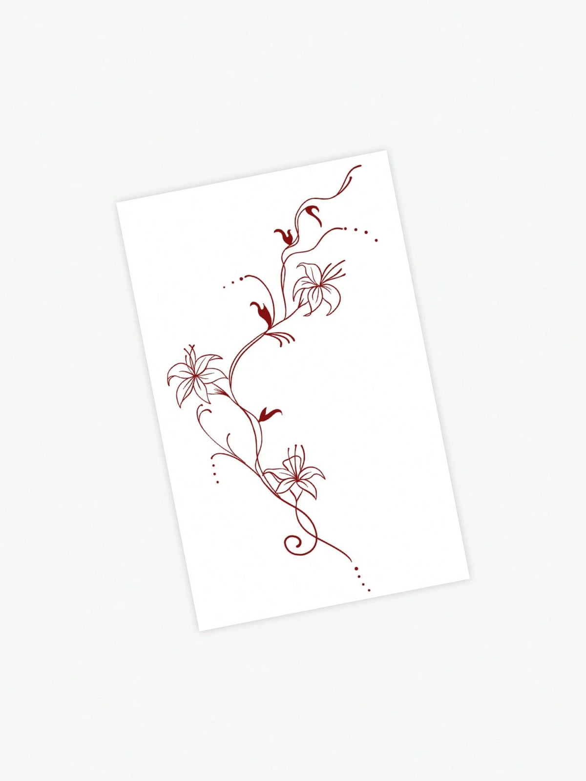 1pc East Asian Art Style Red Flower Temporary Tattoo Sticker, Waterproof, Sweatproof, Disposable Use, Arm/Back Adhesive, Suitable For Fashionable People's Daily Use